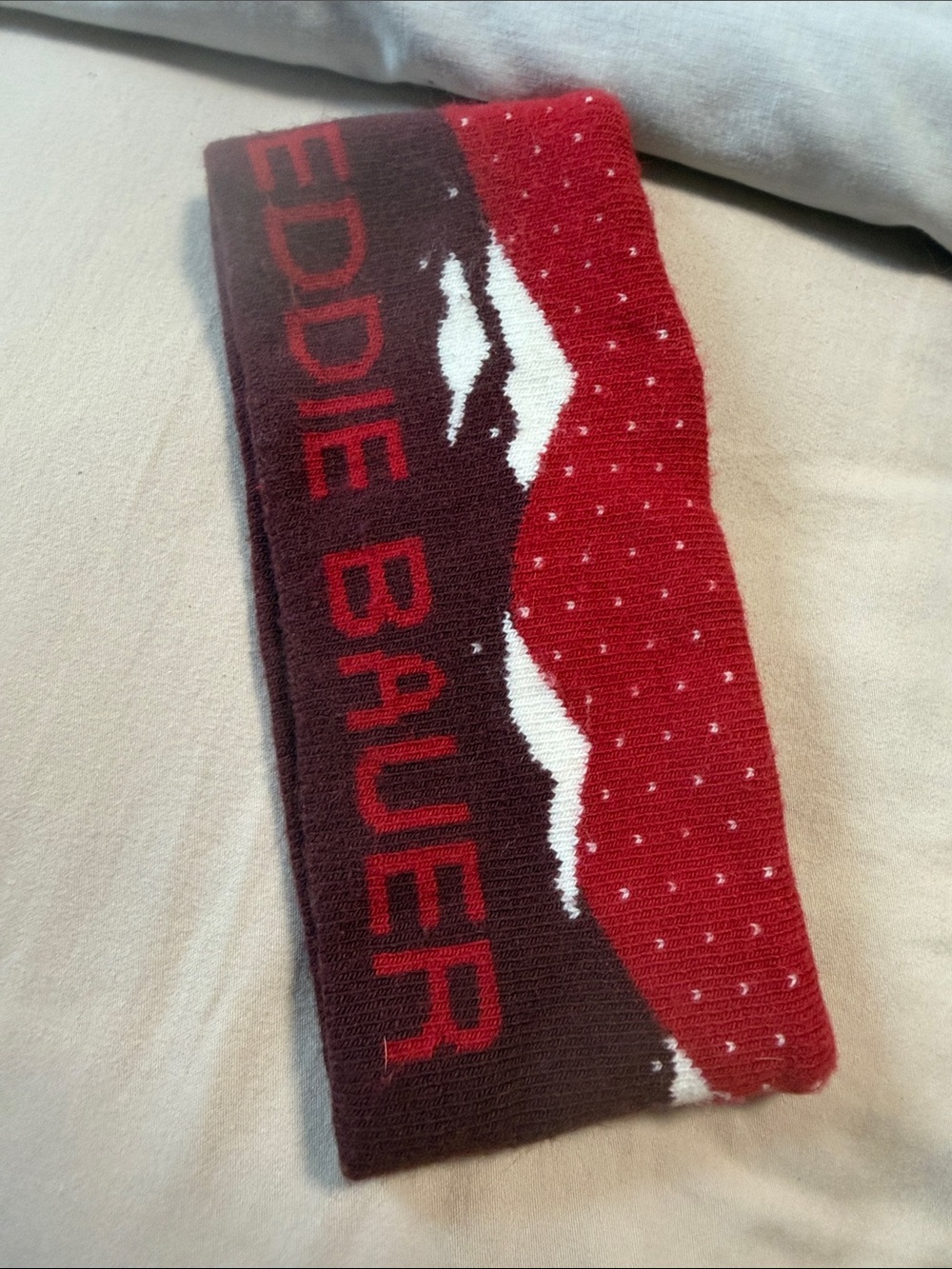 Eddie Bauer Red and Brown Knit Logo Headband